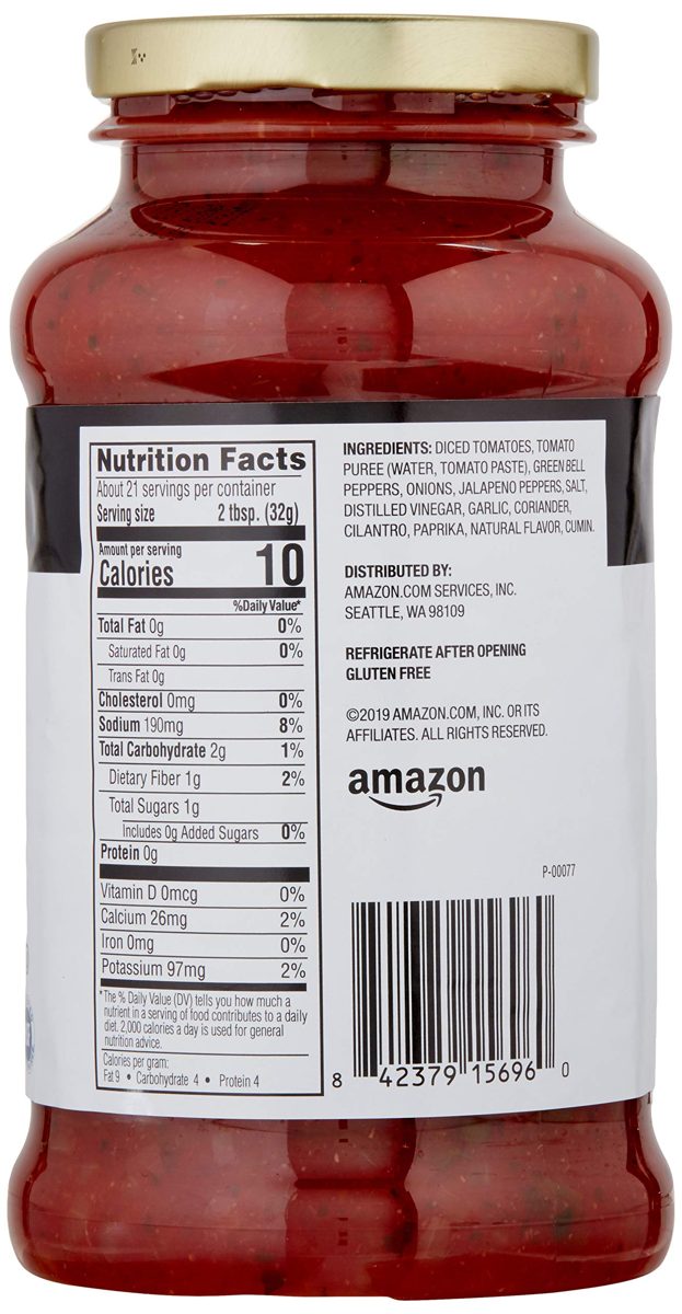 Amazon Brand - 24 oz Happy Belly Hot Chunky Salsa