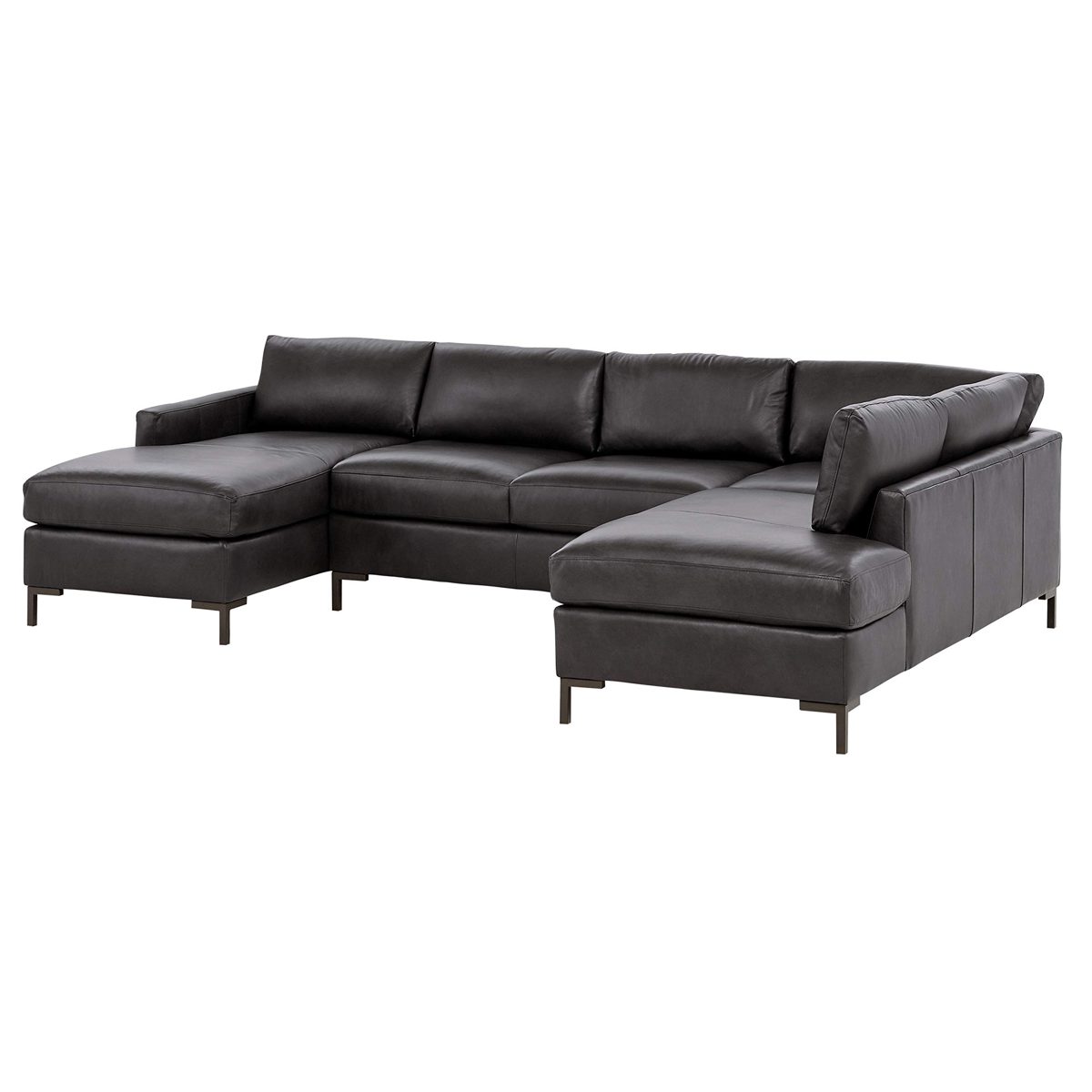 Amazon Brand – Rivet Edgewest Modern Right-Facing U-Shape Sectional, Leather, 117"W, Charcoal