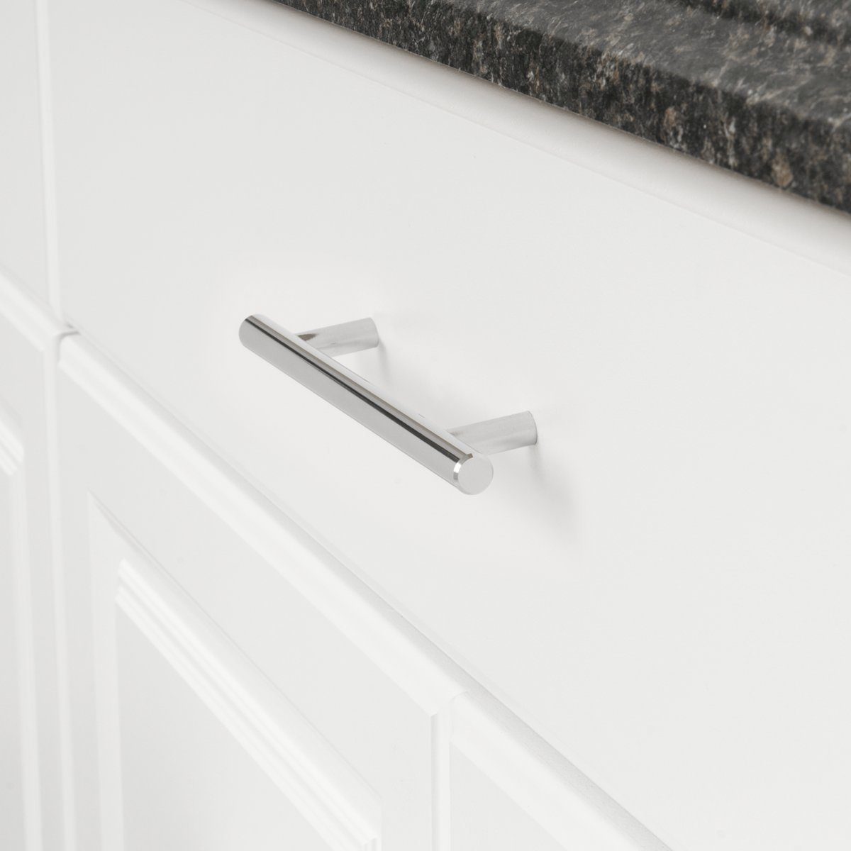 AmazonBasics Euro Bar Cabinet Handle (1/2" Diameter), 7.38" Length (5" Hole Center), Polished Chrome, 10-Pack