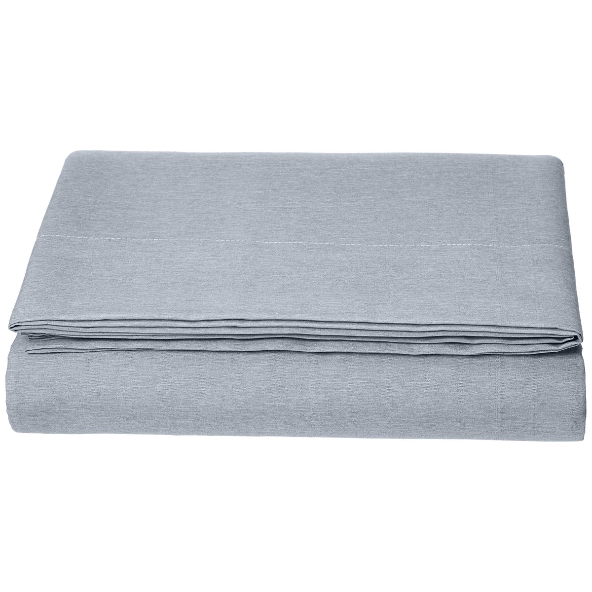 AmazonBasics Microfiber Heather Flat Sheet, 240 x 320 + 10 cm, Denim Wash
