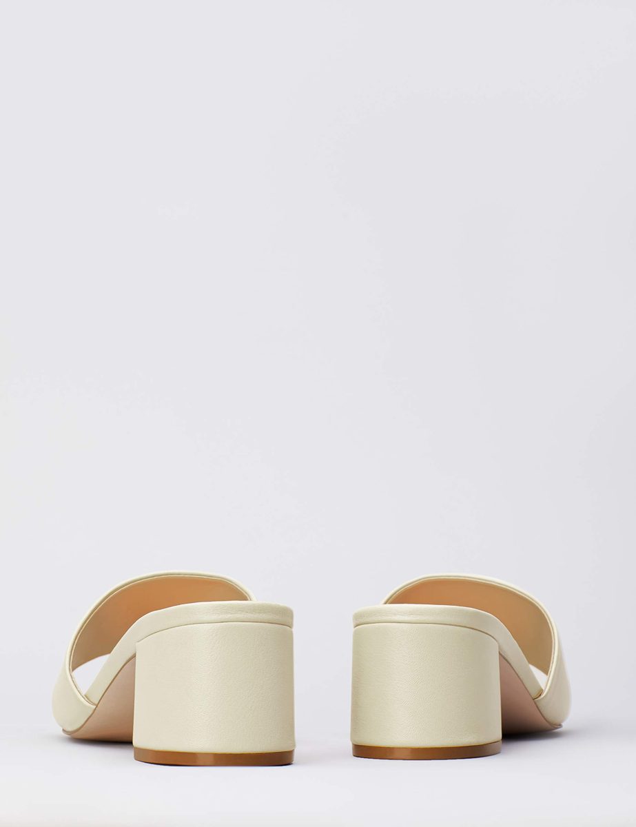 Amazon Brand - find. Women's Block Heel Mule Open-Toe Sandals White, US 7.5