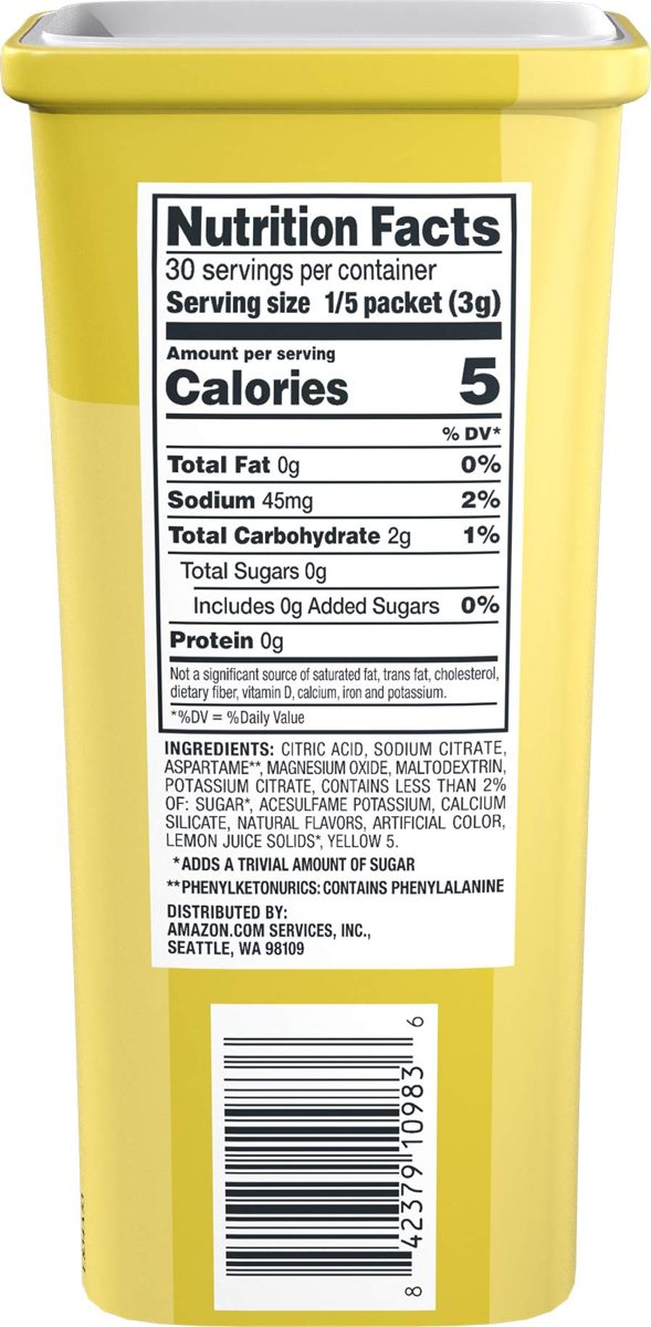 Amazon Brand - Solimo Lemonade Drink Mix, (6 packets)