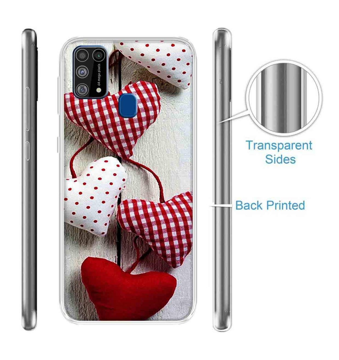 Amazon Brand - Solimo Designer Multicolor Cushion Heart Design Printed Soft Back Case Mobile Cover for Samsung Galaxy M31