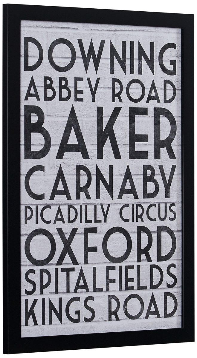 Amazon Brand – Stone & Beam Modern Black & White London Street London Street Names Print, Black Frame, 12" x 17"