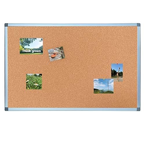 EONO Cork Bulletin Board, Heavy Duty Corkboard for Homes or Offices, 90 x 120cm, Silver Aluminum Frame