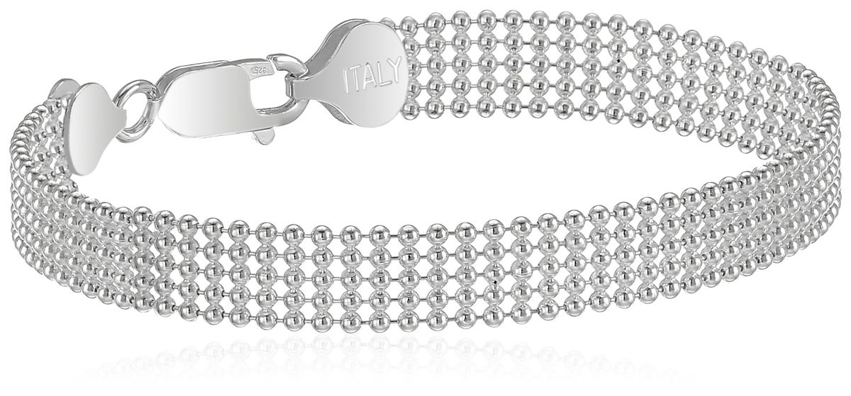 Sterling Silver Five-Row Shot Bead Chain Bracelet