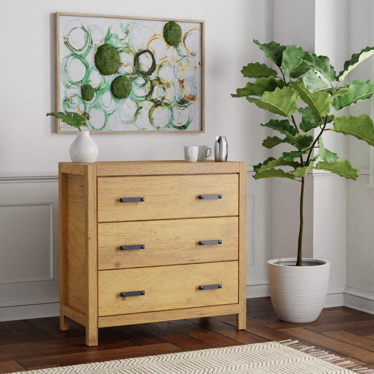 Amazon Brand – Stone & Beam Rustic 3-Drawer Bedroom Dresser, 31.9"W, Oak Finish