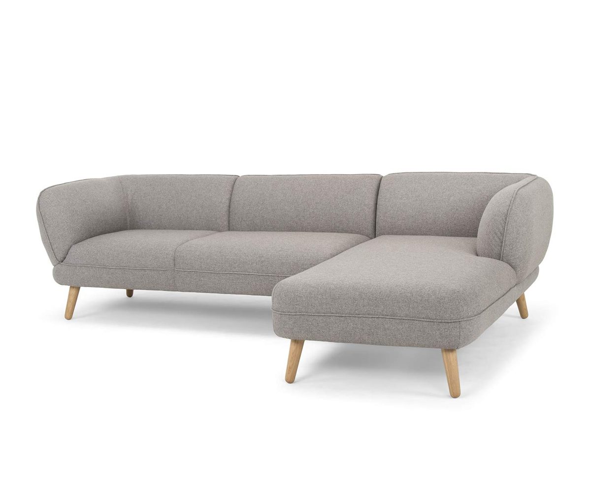 Amazon Brand - Movian Enan 3-Seater Upholstered L-Shaped Corner Sofa with Right Side Chaise, 266 x 86 x 73 cm, Stain-Resistant Polyester, Light Grey