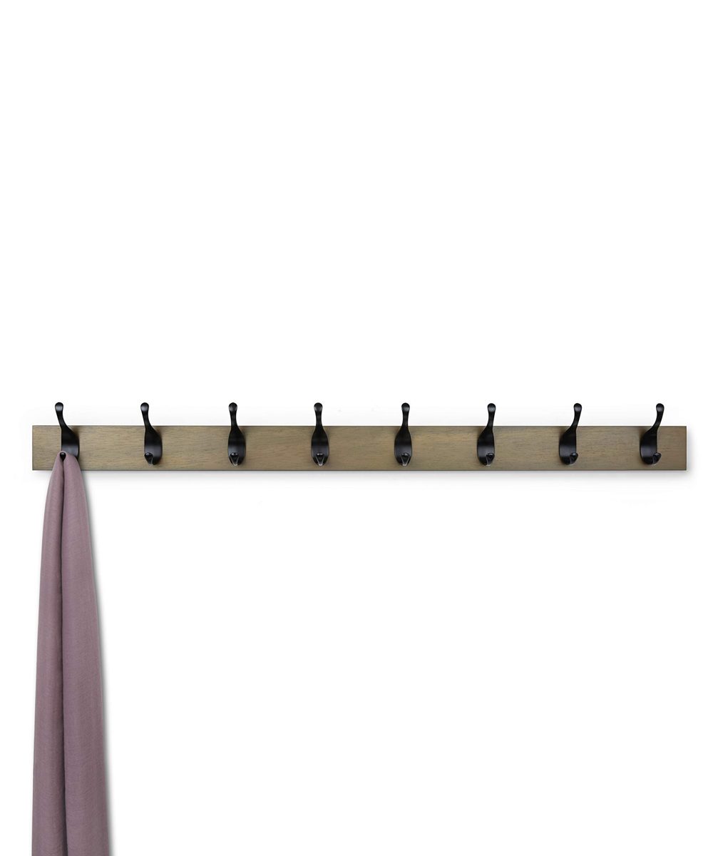 AmazonBasics Wall Mounted Modern Coat Rack, 8 Hooks, Set of 2, Barnwood (Renewed)