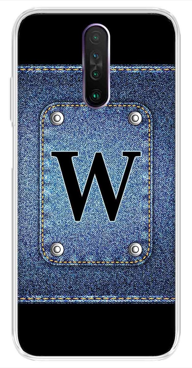 Amazon Brand - Solimo Designer Multicolor Button Jeans Alphabet-W Printed Soft Back Case Mobile Cover for Poco X2 / Xiaomi Redmi K30