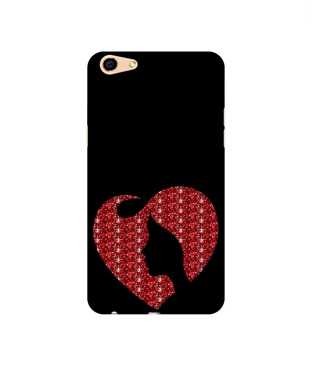 Amazon Brand - Solimo Designer Heart Shape Lady with Glitter 3D Printed Hard Back Case Mobile Cover for Oppo F3