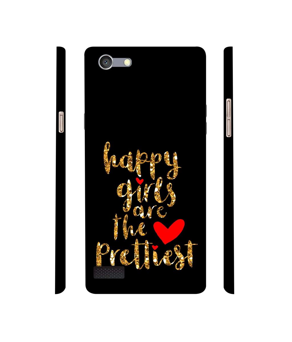 Amazon Brand - Solimo Designer Happy Girls are The Prettiest 3D Printed Hard Back Case Mobile Cover for Oppo Neo 7