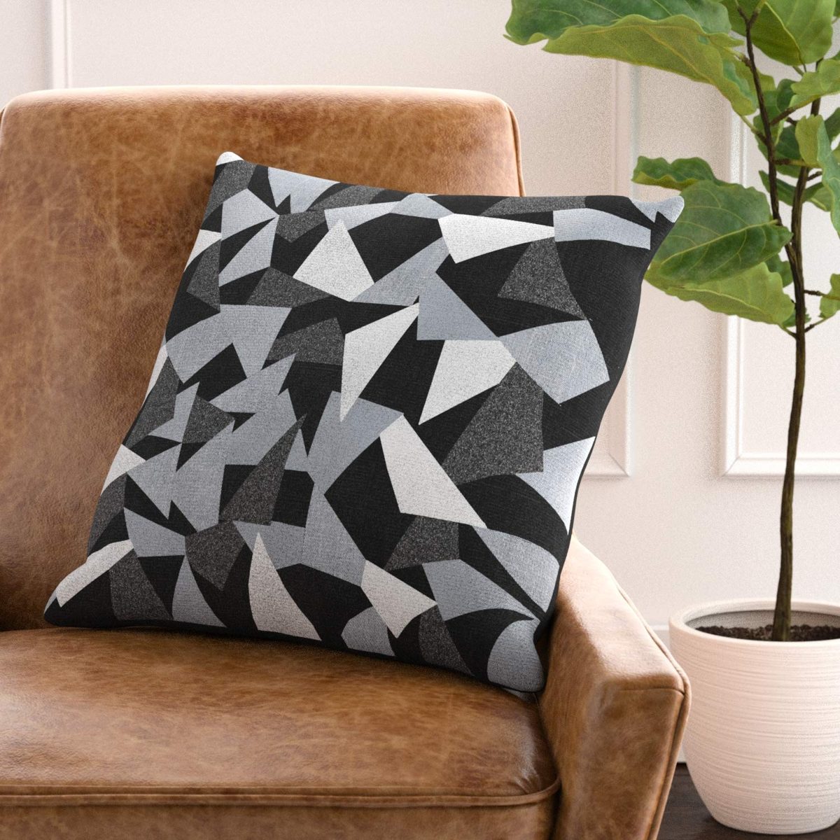 Amazon Brand – Rivet Modern Retro Flair Mosaic Geometric Decorative Throw Pillow, 20" x 20", Cover Only, Blue