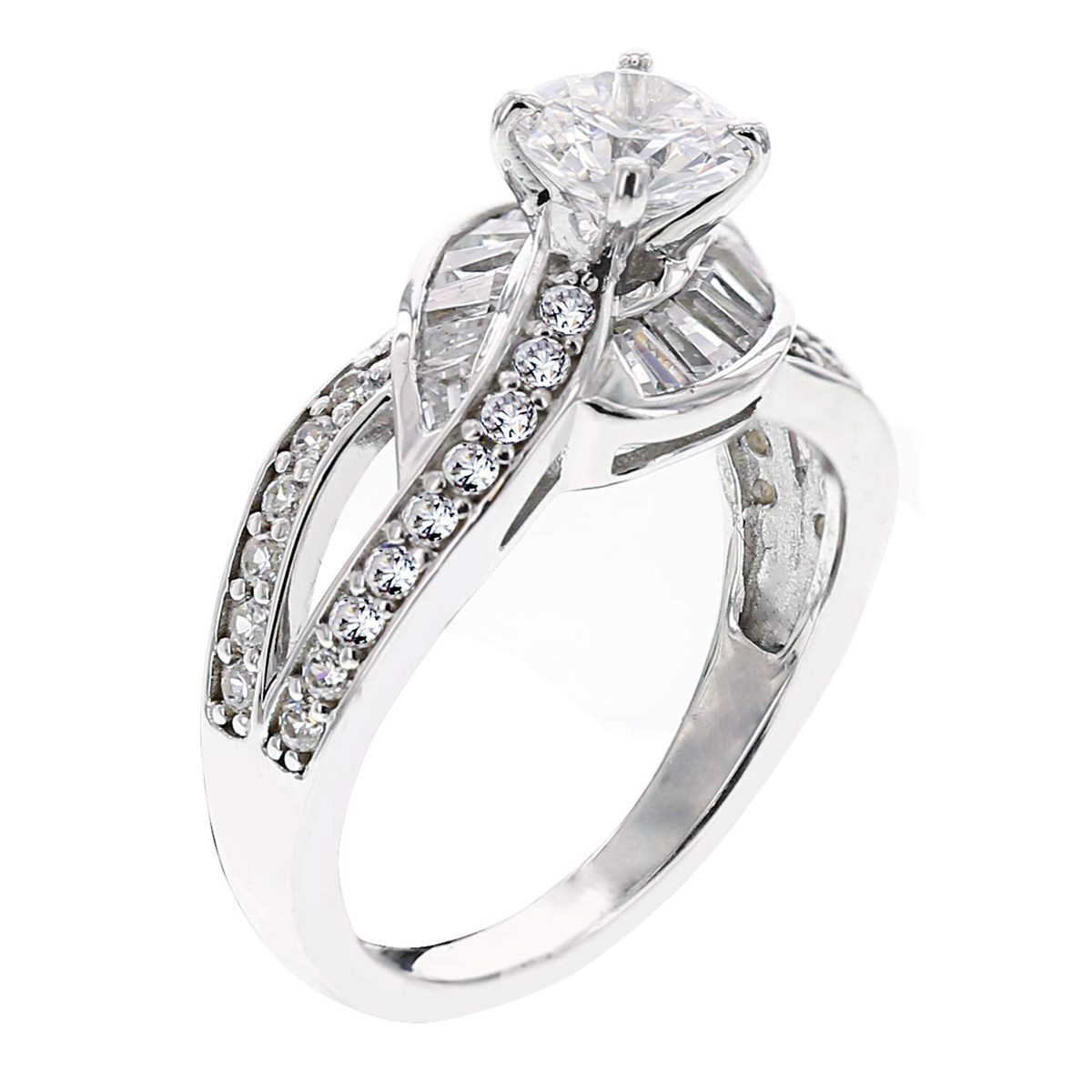 [Find] Amazon Collection Rhodium Plated Sterling siruba-kuriakyu-bikkuzirukoniaru-puringu, Size 14