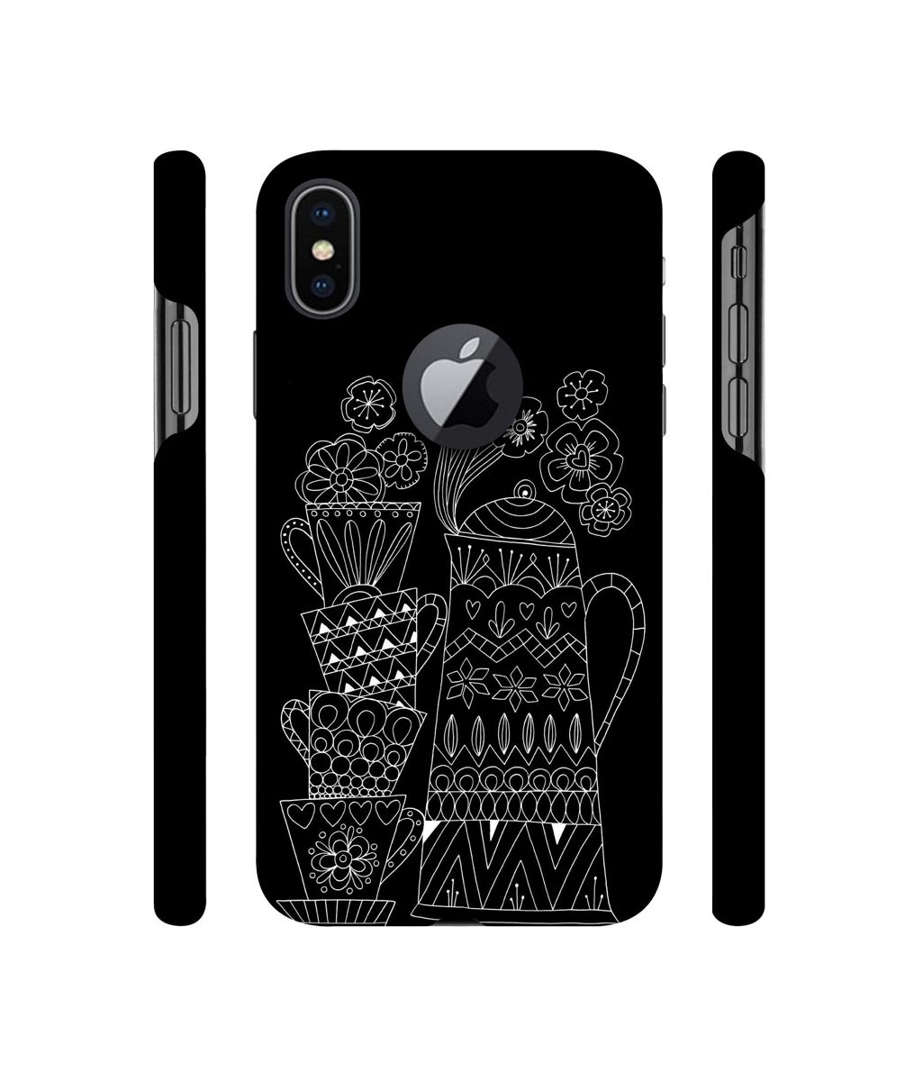 Amazon Brand - Solimo Designer Cups and Tea Pot 3D Printed Hard Back Case Mobile Cover for Apple iPhone X (Logo Cut)