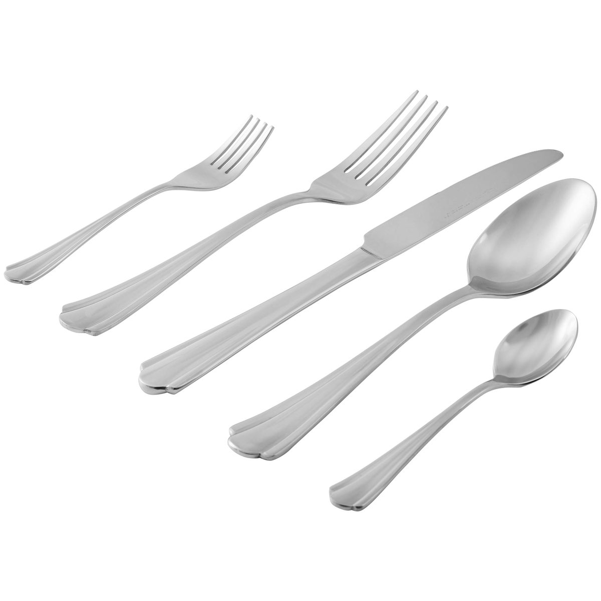 AmazonBasics 20-Piece Stainless Steel Flatware Set with Scalloped Edge, Service for 4