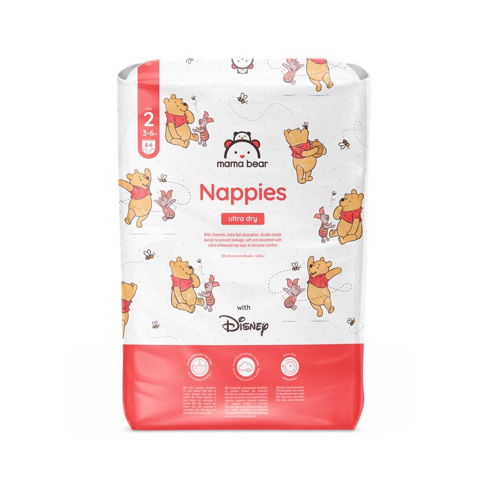 Mama Bear Disney - 168 Ultra Dry Nappies - Size 2 (3-6 kg)