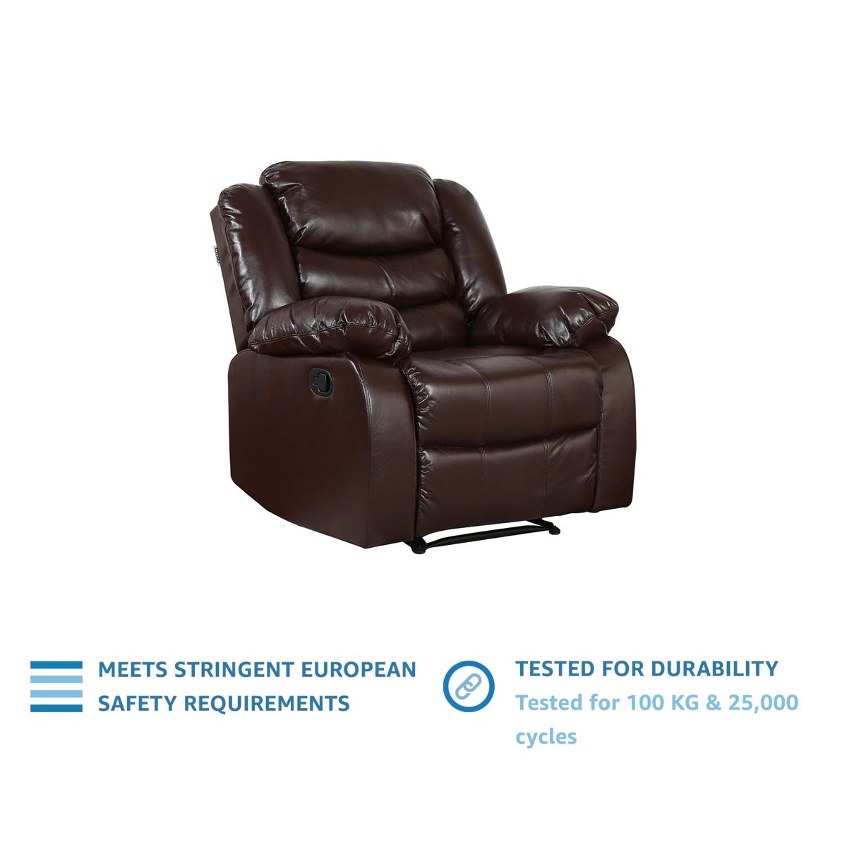 Amazon Brand - Solimo Delphi Single Seater Leatherette Recliner (Brown)