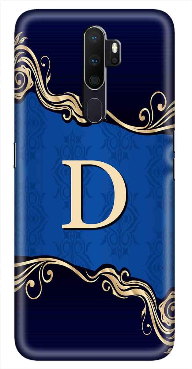 Amazon Brand - Solimo Designer Blue Pattern Alphabet-D 3D Printed Hard Back Case Mobile Cover for Oppo A9 (2020)