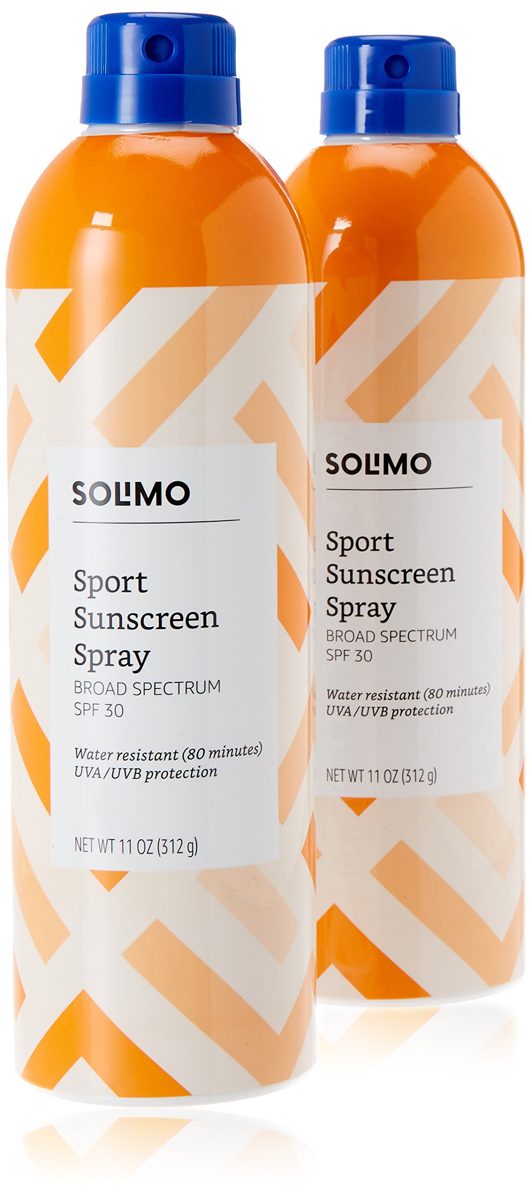 Amazon Brand - Solimo General Protection Continuous Sunscreen Spray Broad Spectrum SPF 50, 11 Ounce (Pack of 2) & Solimo Sport Continuous Sunscreen Spray Broad Spectrum SPF 30, 11 Ounce (Pack of 2)