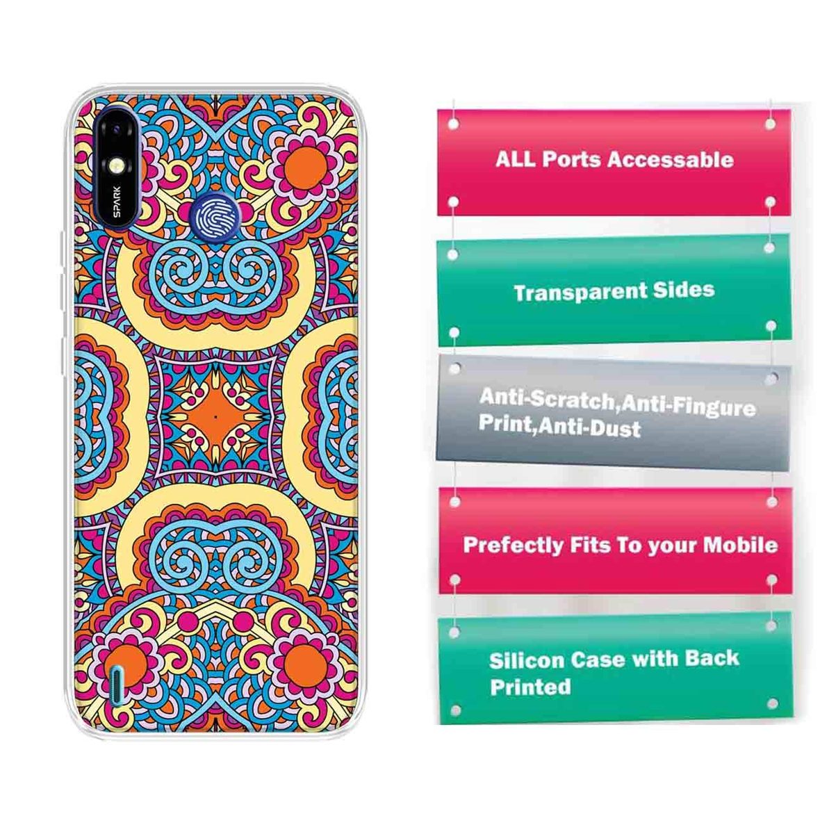 Amazon Brand - Solimo Designer Multicolor Artistic Grey Pattern Printed Soft Back Case Mobile Cover for Tecno Spark Go Plus