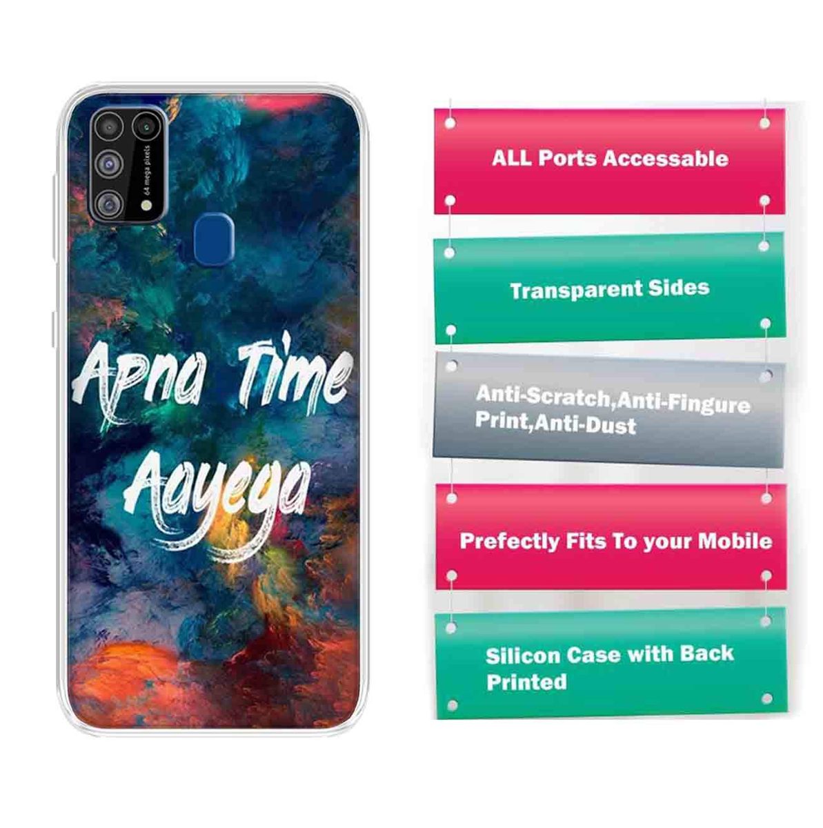 Amazon Brand - Solimo Designer Multicolor Apna Time Ayega Design Printed Soft Back Case Mobile Cover for Samsung Galaxy M31