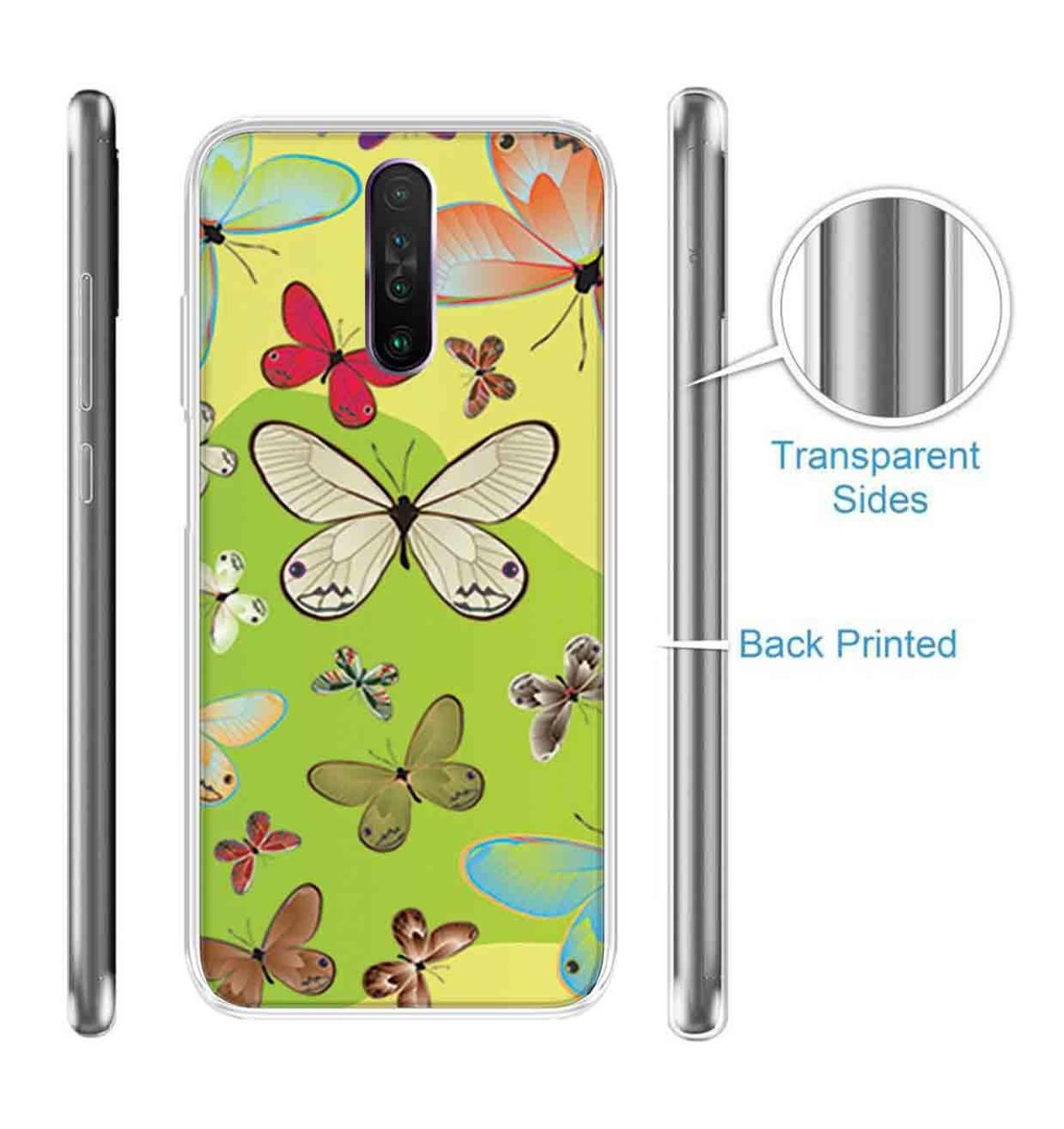 Amazon Brand - Solimo Designer Multicolor Butterfly Art Design Printed Soft Back Case Mobile Cover for Poco X2 / Xiaomi Redmi K30
