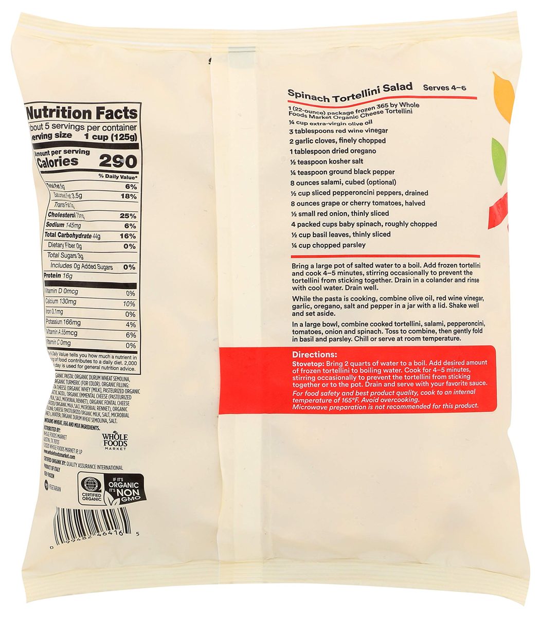 365 EVERYDAY VALUE Organic Cheese Tortellini, 22 OZ