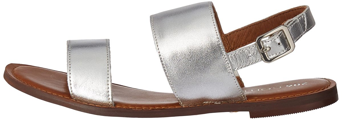 Amazon Brand - 206 Collective Women's Cedar Casual Double Band Sandal, Silver Leather, 11.5 B US