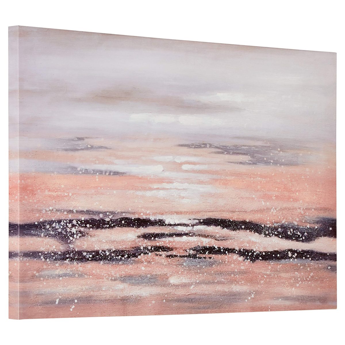Amazon Brand – Rivet Contemporary Print with Sand Texture Wall Art Decor on Canvas - 24 x 36 Inch, Peach and Purple