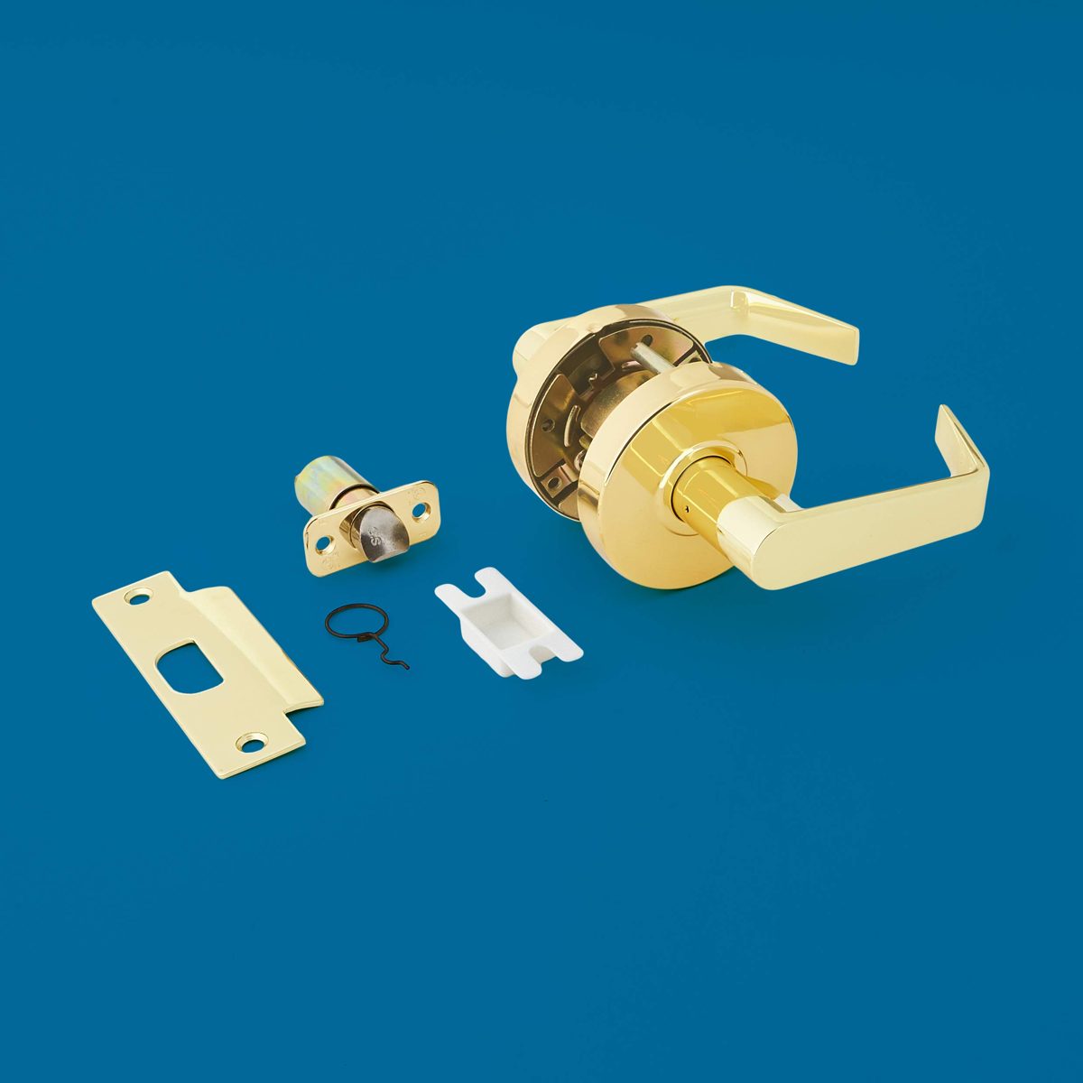 AmazonCommercial Grade 2 Commercial Duty Door Lever-Passage Lockset, Polished Brass Finish, 2-Pack