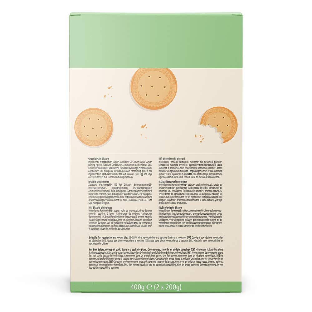 Amazon Brand - Happy Belly - Maria Biscuits Bio, 6x400g