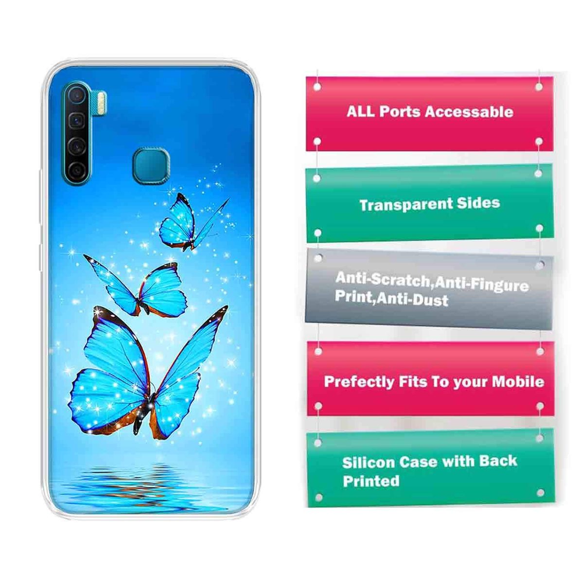 Amazon Brand - Solimo Designer Multicolor Butterfly Star Design Printed Soft Back Case Mobile Cover for Infinix S5 / Infinix S5 Lite