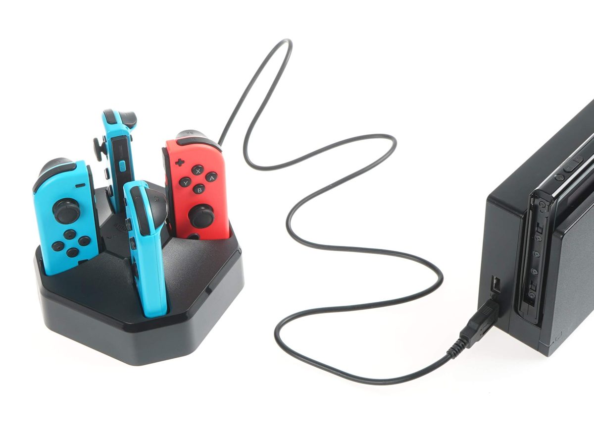 AmazonBasics Charging Station Dock for 4 Nintendo Switch Joy-con Controllers - 7.92 meters Cable, Black