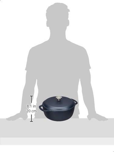 AmazonBasics Enameled Cast Iron Dutch Oven - 4.3-Quart, Matte Navy