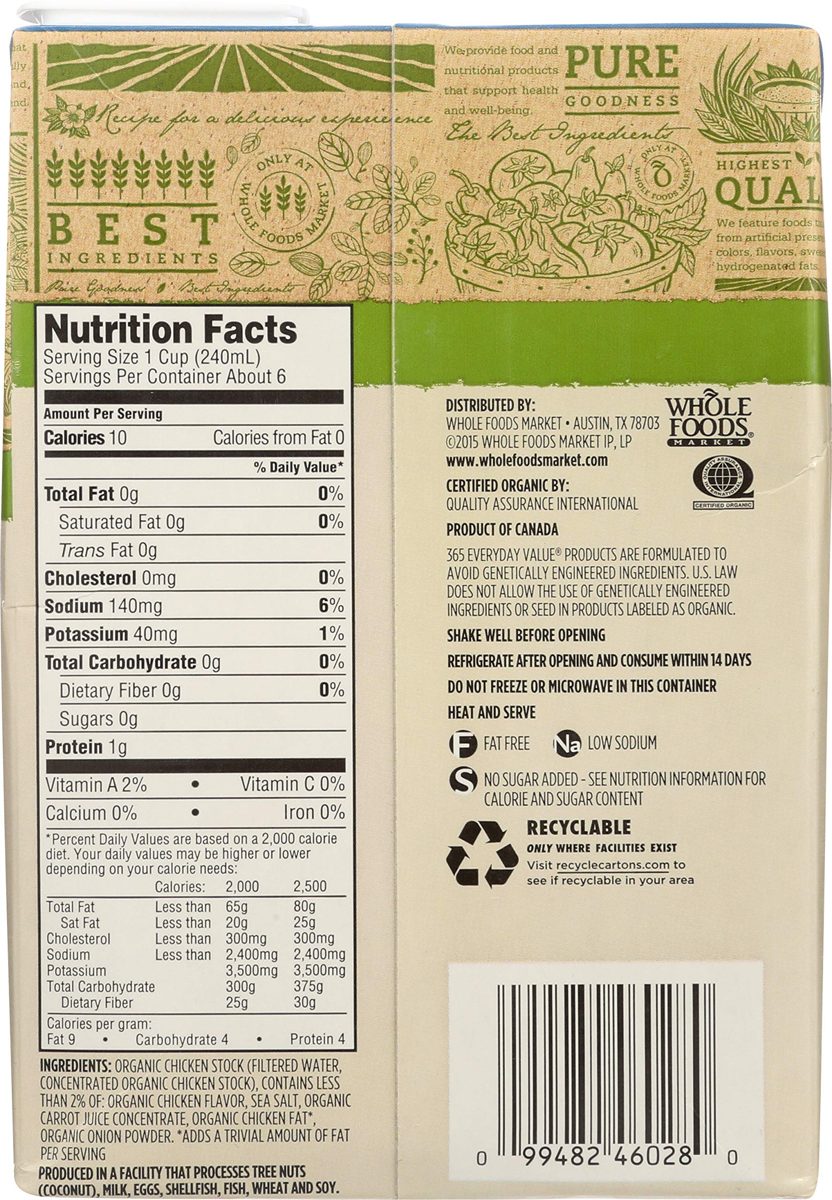 365 Everyday Value, Organic Low Sodium Chicken Broth, 48 fl oz