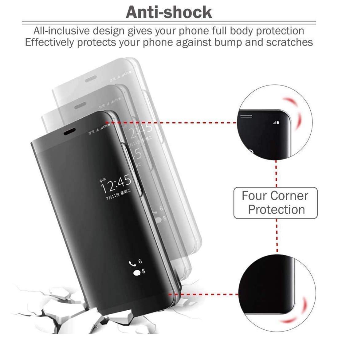 Amazon Brand - Solimo Protective Clear View flip Cover for Apple iPhone 11 (Black)
