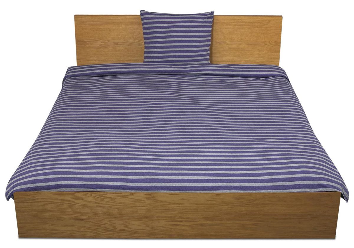 Pinzon Heather Jersey Yarn Dye Duvet Set, Heather Grey Stripe