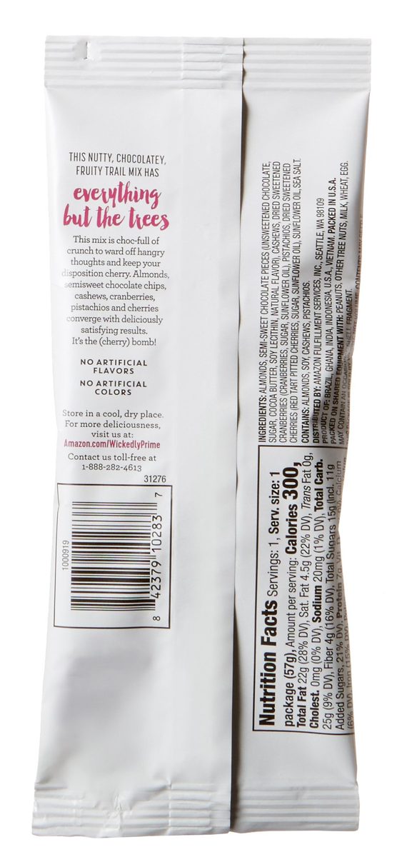 Wickedly Prime Trail Mix, Choco-Cran Cherry, Snack Pack, 2 Ounce (Pack of 15)