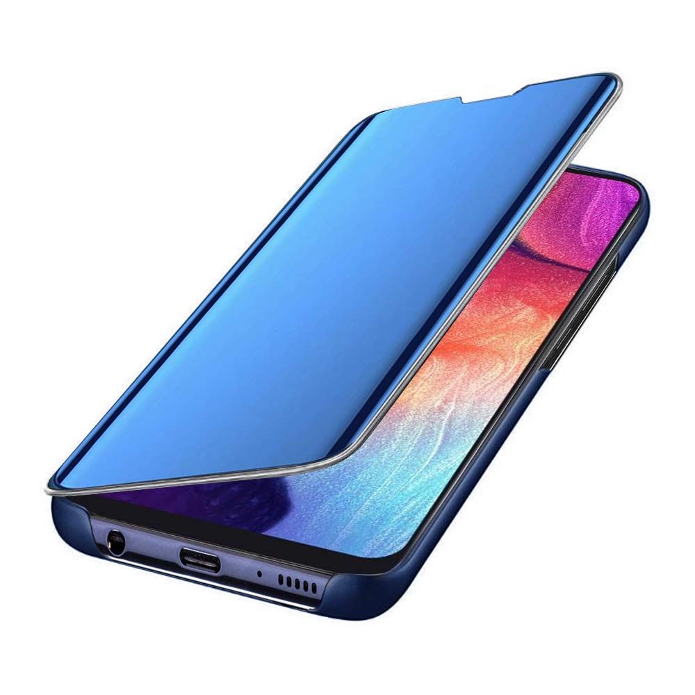 Amazon Brand - Solimo Protective Clear View flip Cover for Samsung Galaxy A50 (Blue)