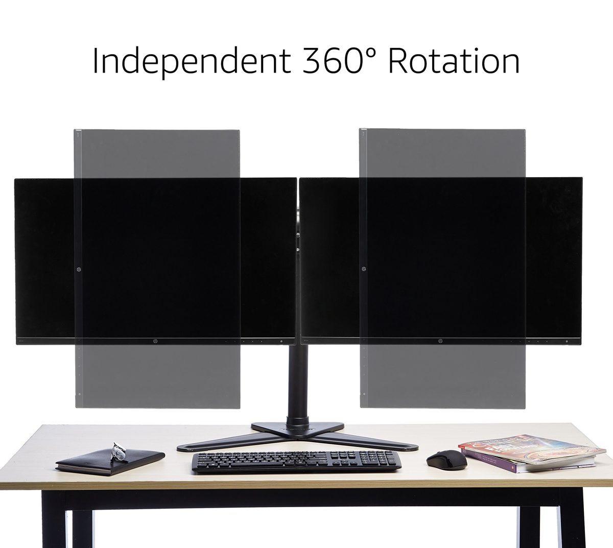 AmazonBasics Dual LCD Monitor Stand - Free Standing Mount, Steel