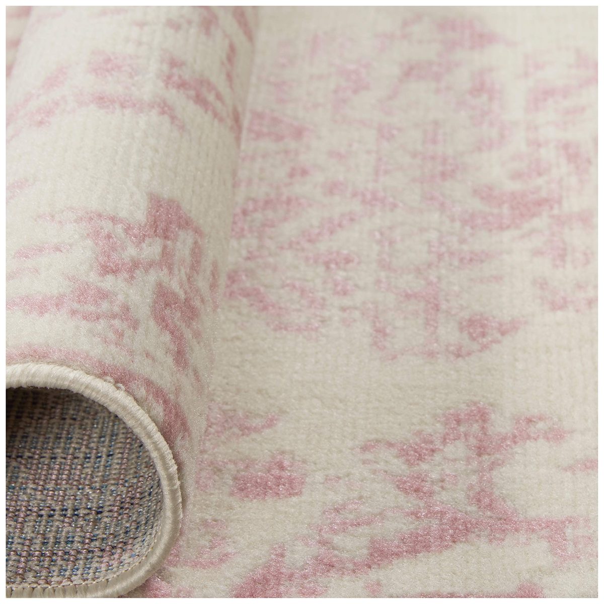 Ravenna Home Vintage Damask Patterned Rug, 5'3" x 7'3", Pink on Ivory