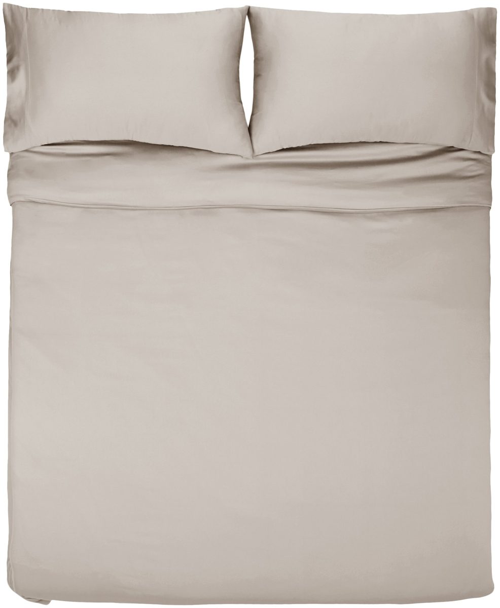 AmazonBasics 400-Thread-Count Cotton Sateen Duvet Cover Set with 2 pillowcases - 220x250cm/ 50x80cm, Stone Grey