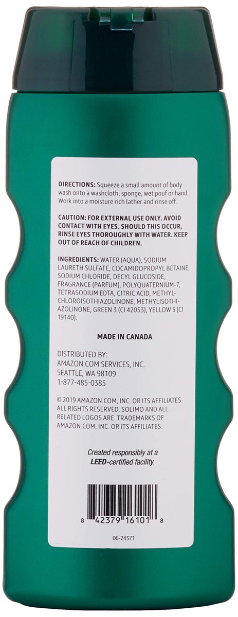 Amazon Brand - Solimo Men's Energizing Body Wash, 18 fl. Oz