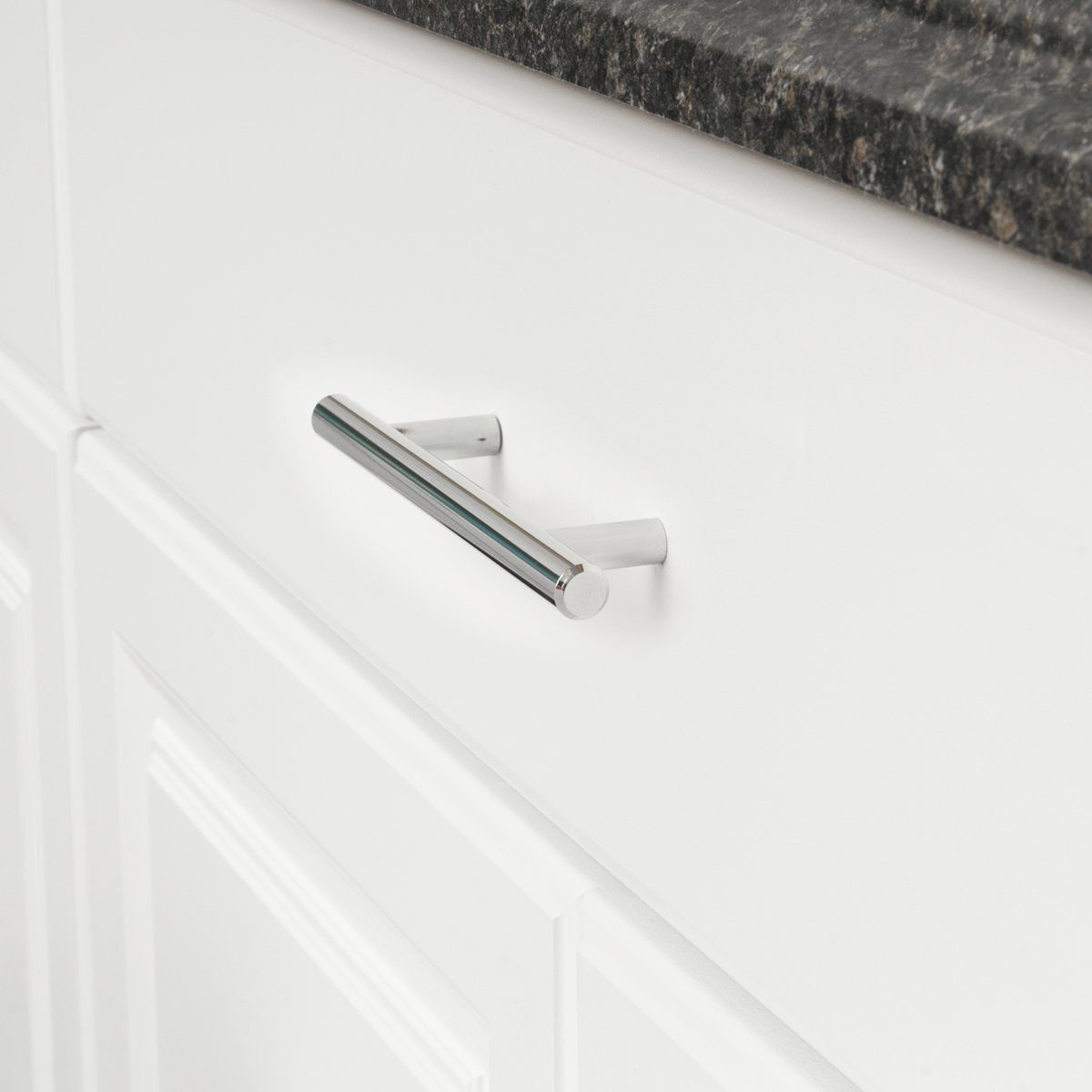 AmazonBasics Euro Bar Cabinet Handle (1/2" Diameter), 6.13" Length (3.75" Hole Center), Polished Chrome, 10-Pack
