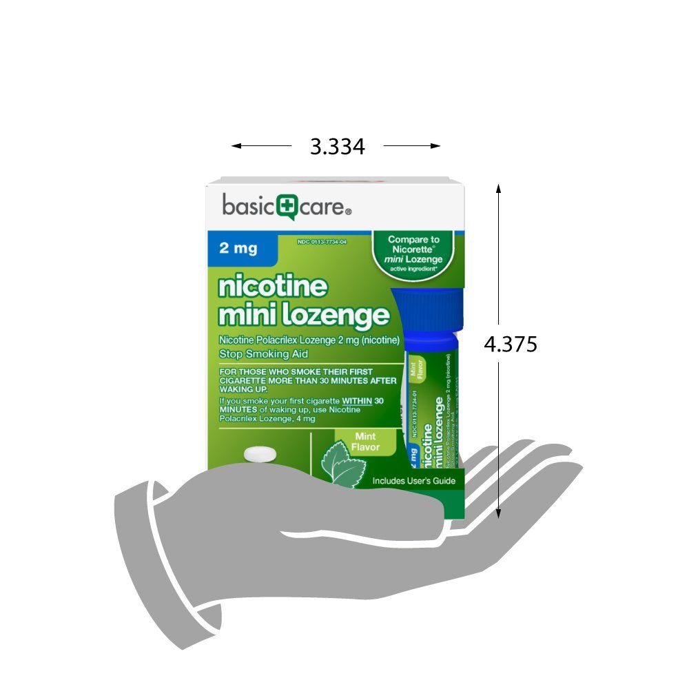 Amazon Basic Care Mini Nicotine Polacrilex Lozenge, 2 mg (nicotine), Stop Smoking Aid, Mint Flavor; quit smoking with mint nicotine lozenge, 135 Count