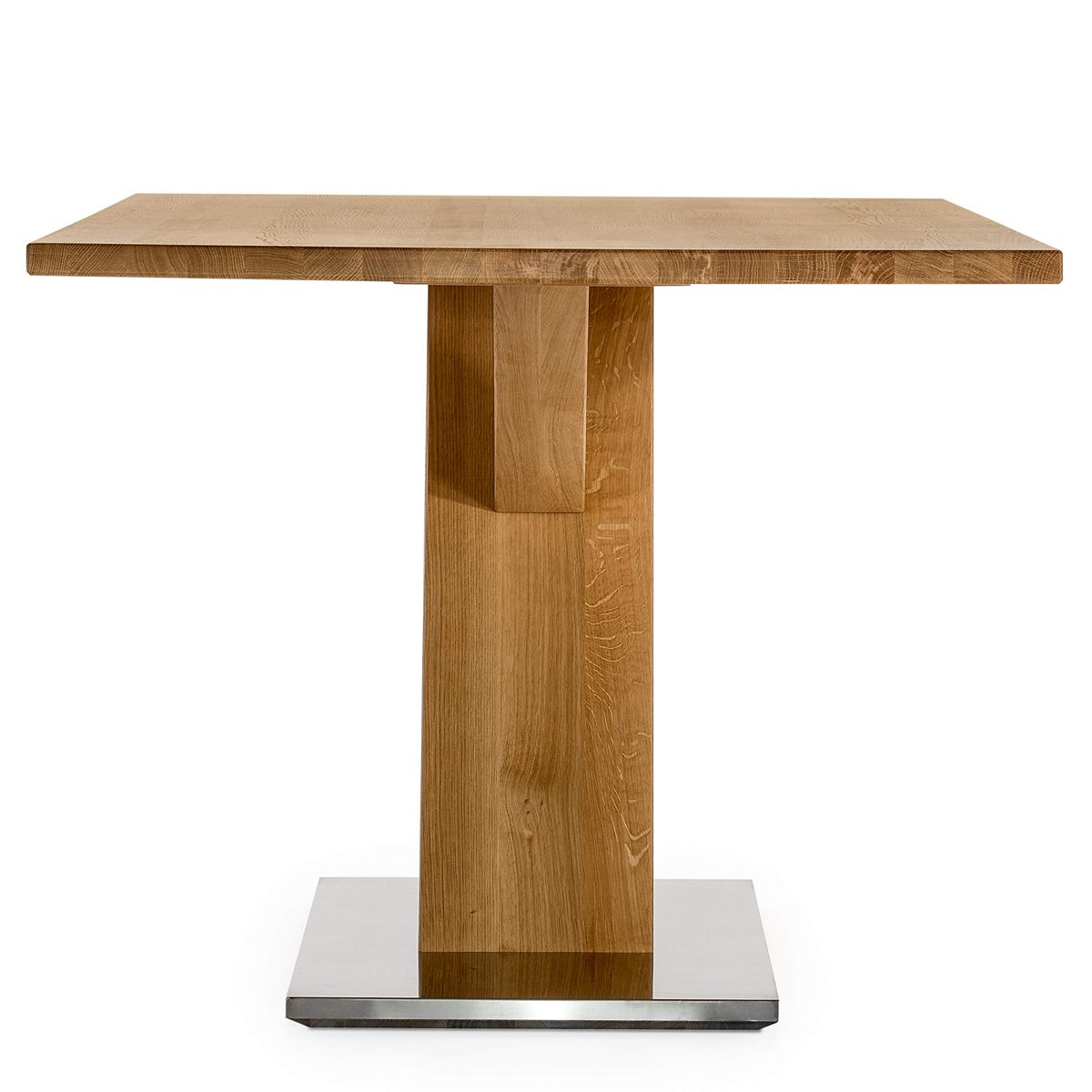 Amazon Brand - Alkove Hayes Solid Wood Dining Table with Stainless Steel Base, Seats 6, 180 x 90 x 75cm, Wild Oak/Stainless Steel
