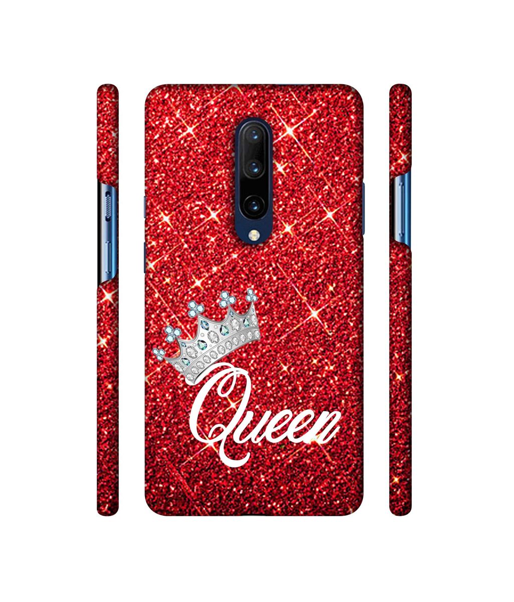 Amazon Brand - Solimo Designer Queen On Red Glitter 3D Printed Hard Back Case Mobile Cover for OnePlus 7 Pro