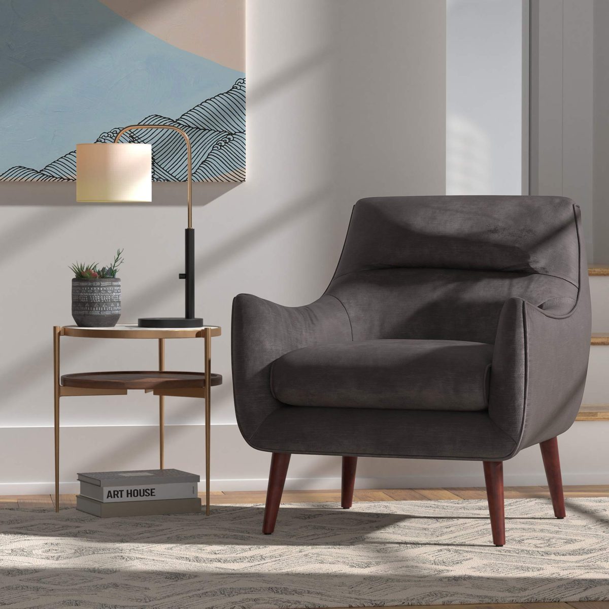 Amazon Brand – Rivet Theresa Modern Upholstered Accent Chair, 30"W, Charcoal