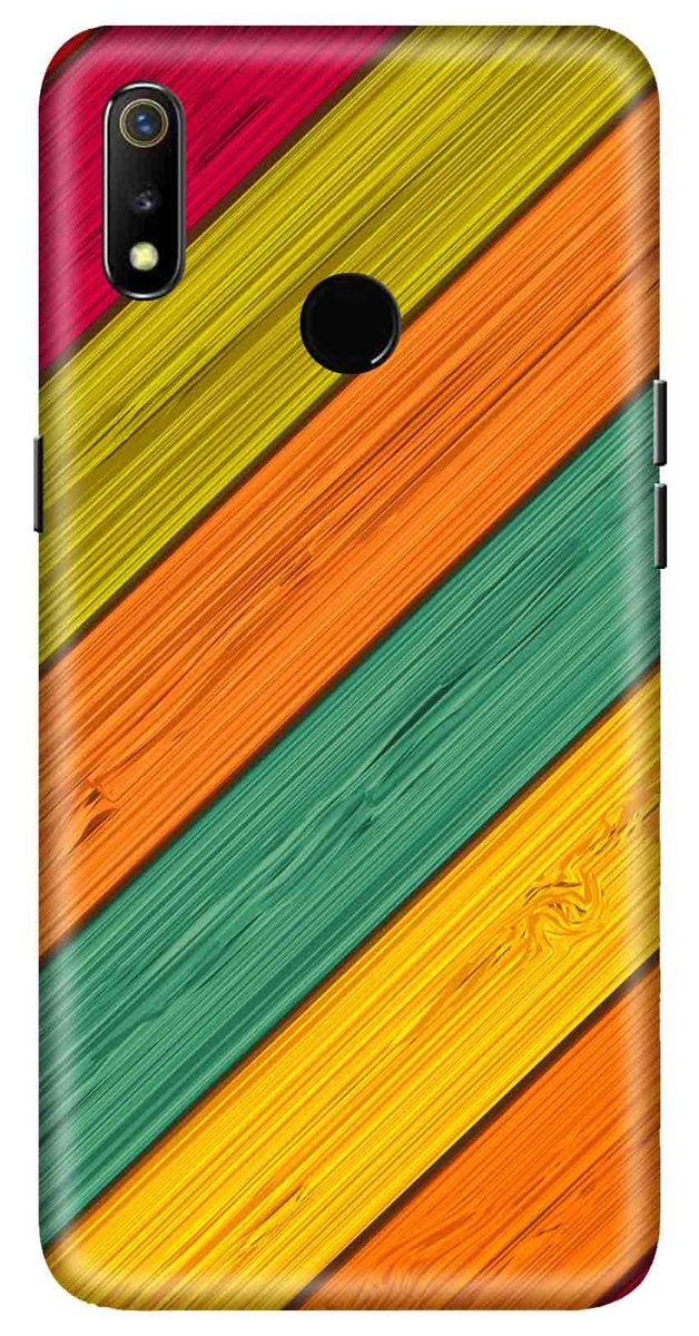 Amazon Brand - Solimo Designer Colorful Wooden Pattern 3D Printed Hard Back Case Mobile Cover for Realme 3 / Realme 3i